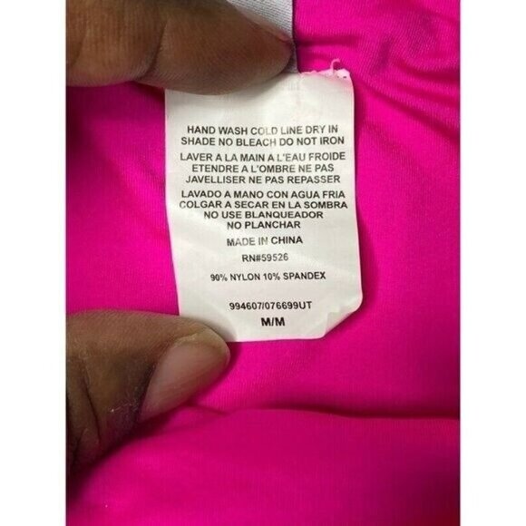 Becca Women's‎ Bikini Swim Bottom Pink High Waist Stretch Laser Cut M New - Picture 5 of 7